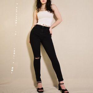 Reformation Harper Distressed High Rise Skinny Jeans